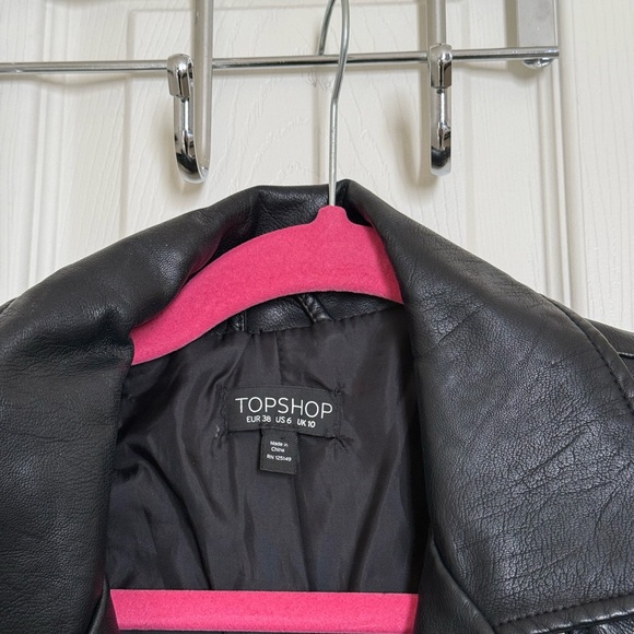 Topshop Black Moto Leather Biker Jacket - Picture 3 of 7